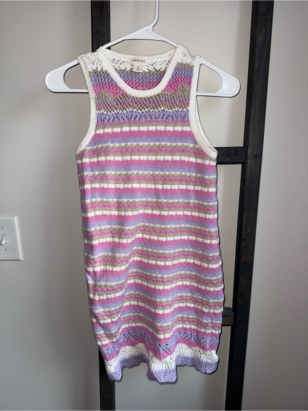 Crewcuts Striped Knit Tank Dress in Pink, Lavender & Cream